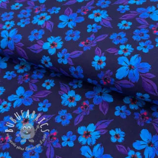 Jersey Hannah flowers blue digital print