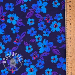 Jersey Hannah flowers blue digital print