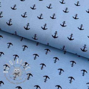 Jersey GLITTER Anchor light blue