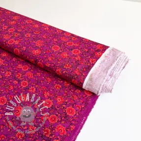 Viscosa POPLIN STRETCH Flowers fuchsia digital print