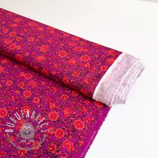Viscosa POPLIN STRETCH Flowers fuchsia digital print