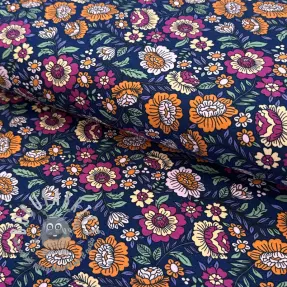Jersey Flowers tossed navy