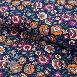 Jersey Flowers tossed navy