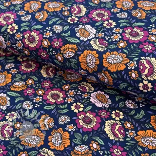 Jersey Flowers tossed navy