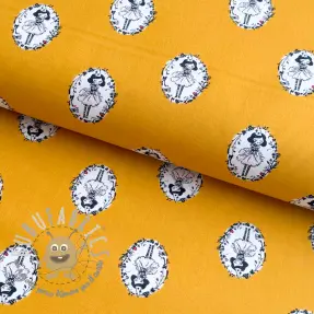 Tessuto di cotone Arlequeen medailon ochre