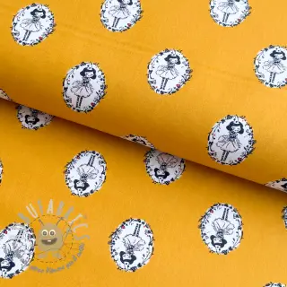 Tessuto di cotone Arlequeen medailon ochre