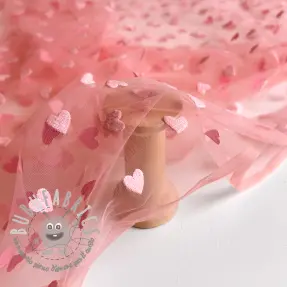 Tulle per TUTU Flock shiny hearts old pink