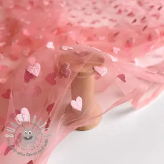Tulle per TUTU Flock shiny hearts old pink