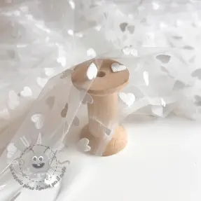 Tulle per TUTU Flock shiny hearts offwhite
