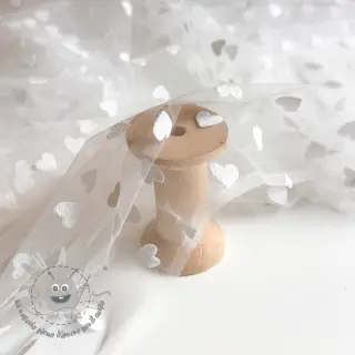 Tulle per TUTU Flock shiny hearts offwhite