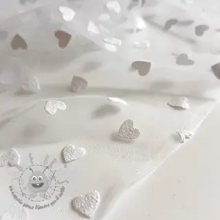 Tulle per TUTU Flock shiny hearts offwhite