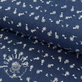 JEANS STRETCH Small retro flowers dark jeans