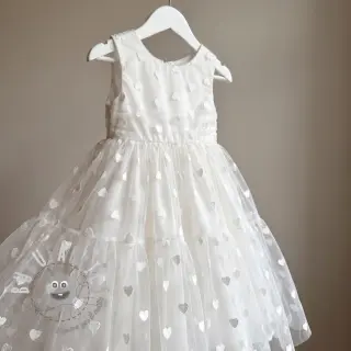 Tulle per TUTU Flock shiny hearts offwhite