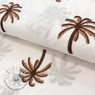 Tessuto di cotone VOILE EMBROIDERY Palm brown