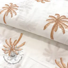 Tessuto di cotone VOILE EMBROIDERY Palm naturals