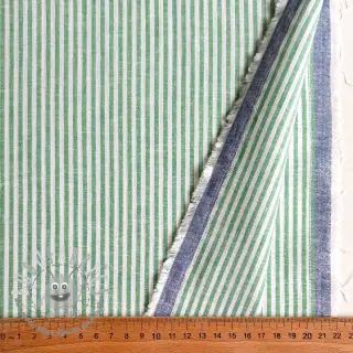 Lino con cotone Stripe dark green