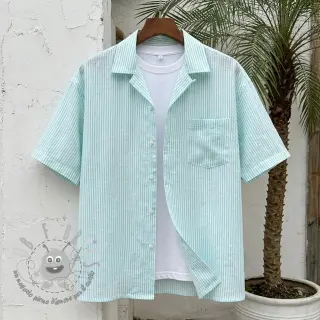 Lino con cotone Stripe mint