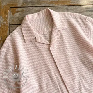 Lino con cotone Stripe rose