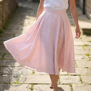 Lino con cotone Stripe rose
