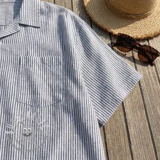 Lino con cotone Stripe navy