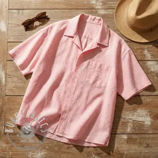 Lino con cotone Stripe salmon