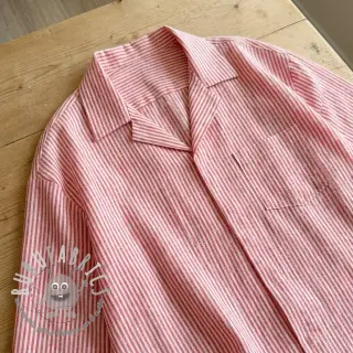 Lino con cotone Stripe red