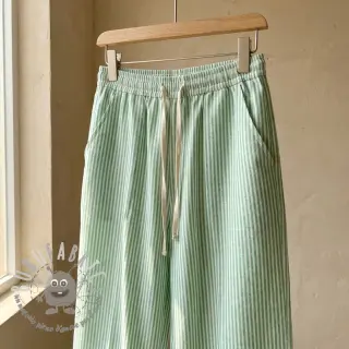 Lino con cotone Stripe dark green