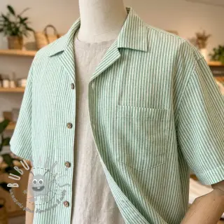Lino con cotone Stripe dark green