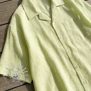 Lino con cotone Stripe lime