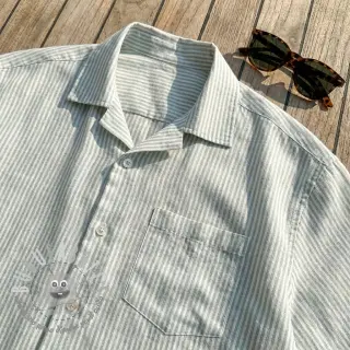 Lino con cotone Stripe pastel green
