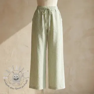 Lino con cotone Stripe green