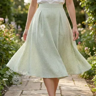 Lino con cotone Stripe green