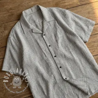 Lino con cotone Stripe black