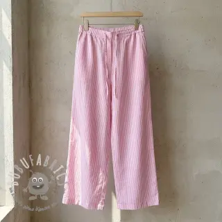 Lino con cotone Stripe fuchsia