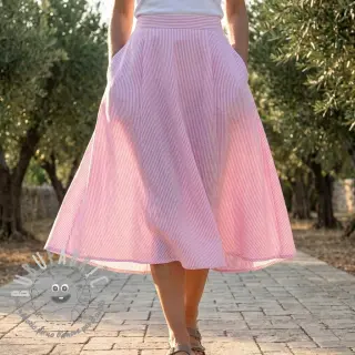 Lino con cotone Stripe fuchsia