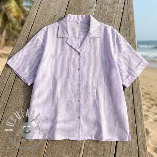 Lino con cotone Stripe purple