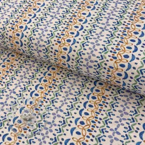 Tessuto decorativo Linenlook Blue pattern digital print