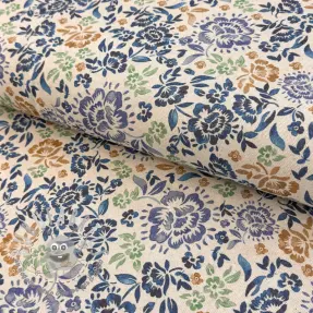 Tessuto decorativo Linenlook Blue roses digital print