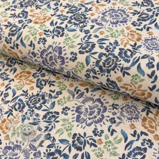 Tessuto decorativo Linenlook Blue roses digital print