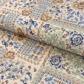 Tessuto decorativo Linenlook Blue heritage digital print