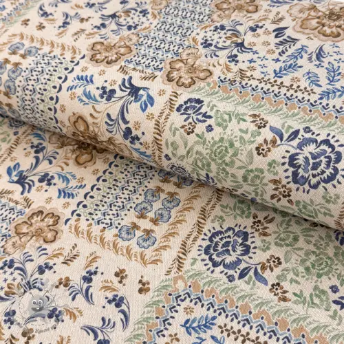 Tessuto decorativo Linenlook Blue heritage digital print