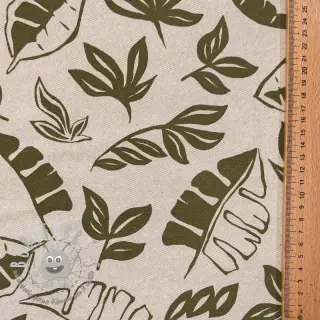 Tessuto decorativo Linenlook Leaves army green