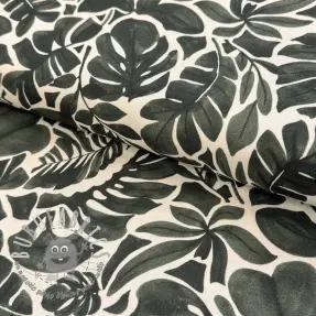 Tessuto decorativo Big leaves grey digital print