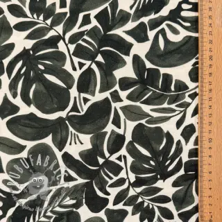 Tessuto decorativo Big leaves grey digital print