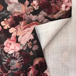 Tessuto decorativo SLUB Bouquet burgundy digital print