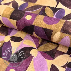 Tessuto decorativo SLUB Abstract flowie aubergine digital print