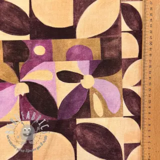 Tessuto decorativo SLUB Abstract flowie aubergine digital print
