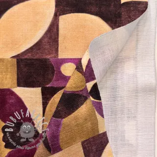 Tessuto decorativo SLUB Abstract flowie aubergine digital print