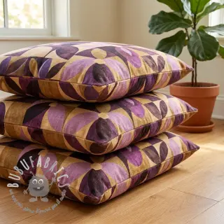 Tessuto decorativo SLUB Abstract flowie aubergine digital print