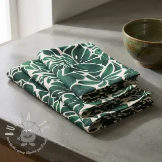 Tessuto decorativo Big leaves green digital print